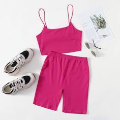 Однотонная майка и велошорты Shein