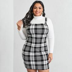 Клетчатый Институтский Платья размер плюс Shein
