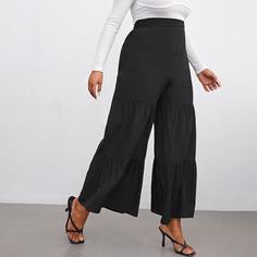 Однотонные широкие брюки размера плюс Shein