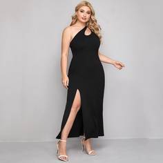 Полый Одноцветный Очаровательный Платья размер плюс Shein