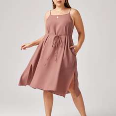 Разрез Одноцветный Повседневный Платья размер плюс Shein