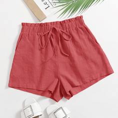 Шорты с карманом и присборенной талией Shein