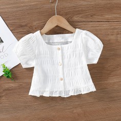 С оборками Одноцветный Бохо Блузы для девочек Shein