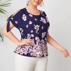 Блузка размера плюс с цветочным принтом Shein