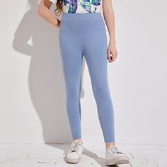 Однотонные леггинсы для девочек Shein