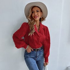 Плюшевая блузка с лацканами Shein