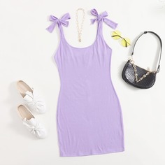 Однотонное платье размера плюс на бретельках Shein