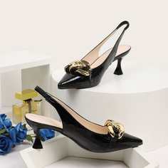 С открытой пяткой Цепочка Крокодиловый принт Модный Каблуки Shein