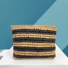 Двухцветная соломенная сумка Shein