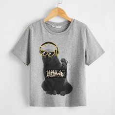 Футболка с принтом медведя для мальчиков Shein