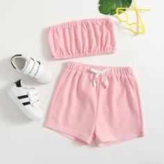 Кроп топ и шорты для девочек Shein