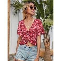 С оборками цветочный Бохо Женские топы Shein