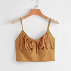 Топ со сборками на шнуровке Shein