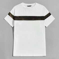 Мужская камуфляжная футболка с круглым вырезом Shein