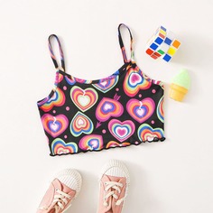 Топ на бретелях с принтом сердца для девочек Shein