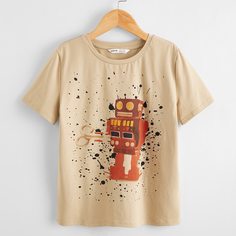Футболка с принтом робота для мальчиков Shein
