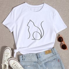 Животный Повседневный Футболки Shein