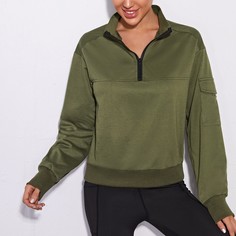 на молнии Одноцветный Спортивные свитшоты Shein