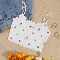 Трикотажный короткий топ с оригинальным принтом Shein