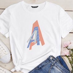 буква Повседневный Футболки Shein