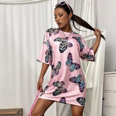 Футболка с принтом бабочки Shein