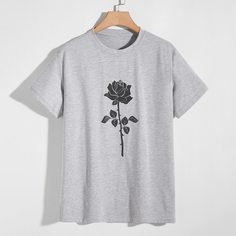 Мужская футболка с цветочным принтом Shein