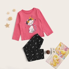 Пижама с мультяшным принтом для девочек Shein