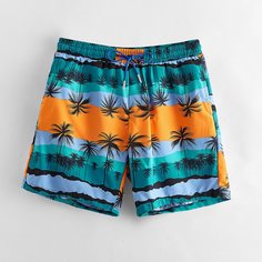 Мужские плавки на кулиске с узором кокосовой пальмы Shein