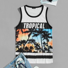 Мужская майка с тропическим принтом Shein