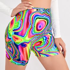 Байкерские шорты с принтом Shein