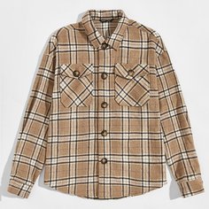 на пуговицах Клетчатый Институтский Мужское пальто Shein