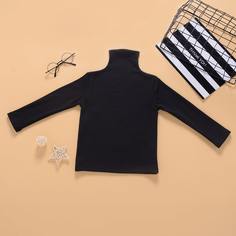 Однотонная футболка с высоким воротником для девочек Shein