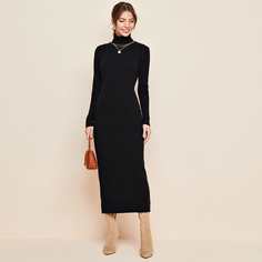 Однотонное платье с высоким воротником Shein