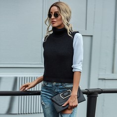 Трикотажный жилет с высоким воротником Shein
