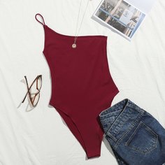Однотонное боди на одно плечо Shein
