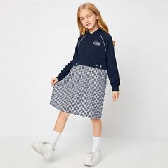 Платье в клетку с капюшоном для девочек Shein