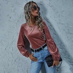 Одноцветный Повседневный Футболки Shein