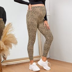 Леопардовый Повседневный Брюки и леггинсы для беременных Shein