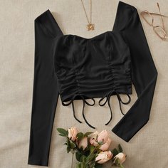 Кроп топ на кулиске со сборкой Shein