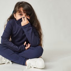 Футболка с высоким воротником для девочек Shein