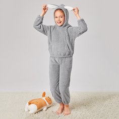 Плюшевая пижама в форме ушей 3D для девочек Shein