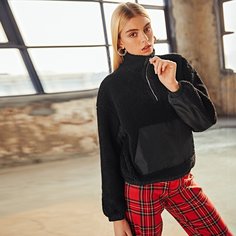 на молнии Ровный цвет Повседневный Свитшоты Shein