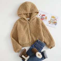 на молнии Одноцветный Повседневный Куртки для девочек Shein