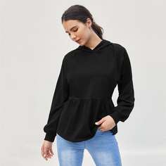 С оборками Ровный цвет Повседневный Свитшоты Shein