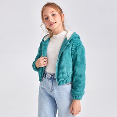 на молнии Одноцветный Повседневный Куртки для девочек Shein