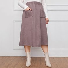 Трикотажная юбка размера плюс с карманом Shein