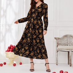 с поясом Цветочный принт Повседневный Платья Shein