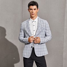 Мужской однобортный пиджак в клетку Shein