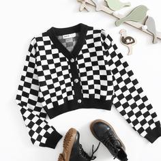 Кардиган в клетку для девочек Shein