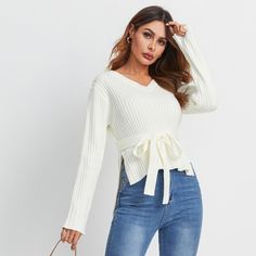 Пояс Одноцветный Повседневный Свитер Shein